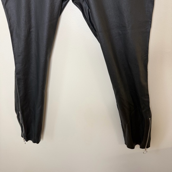 Nine West Faux Leather Black Pants with Side Zippers at Hem. - Picture 4 of 14